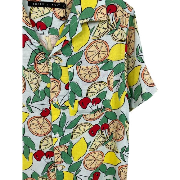 Edgar & Ash Mens Size XS Multicolor Fruit Theme Button Up Short Sleeve Shirt - Picture 4 of 9